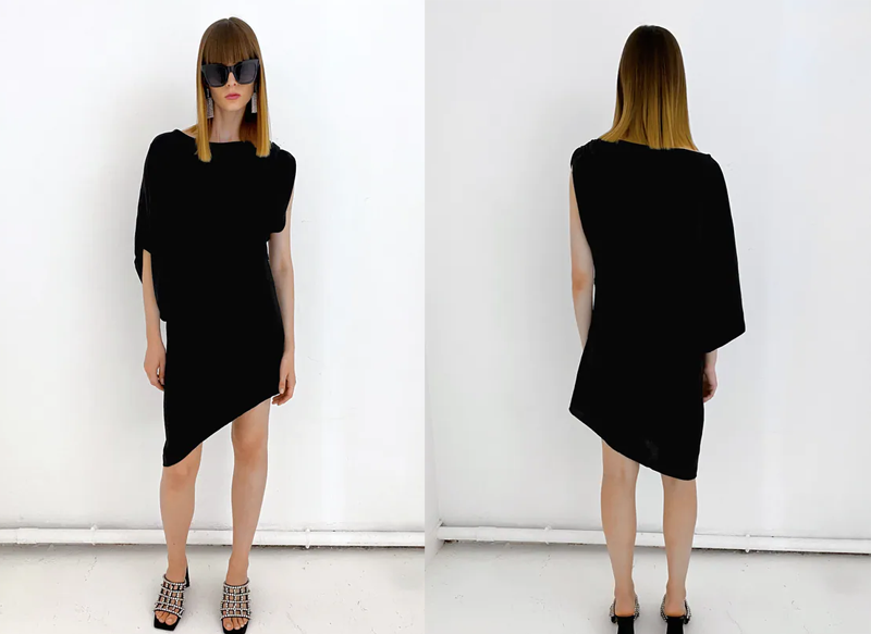 VESTIDO CORTO ASIMÉTRICO