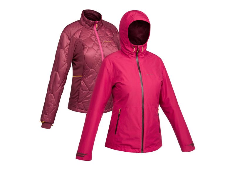 CHAQUETA DE INVIERNO 3 EN 1 MUJER FORCLAZ TRAVEL 500