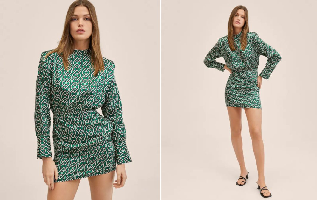 vestido print cadenas mango