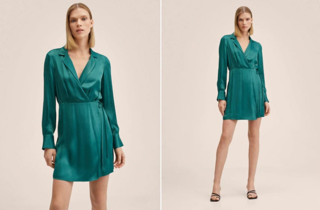 vestido satinado mango