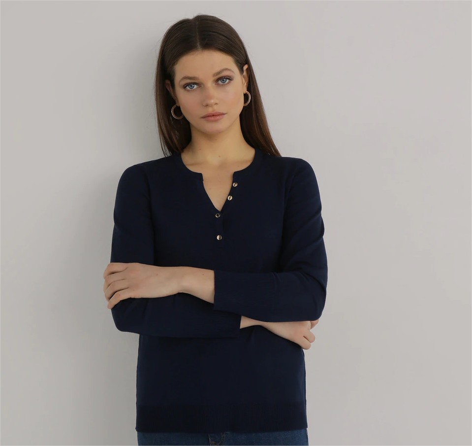 jersey botones cuello woman