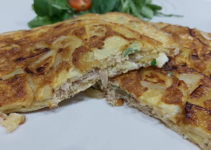 tortilla de patatas atun pimientos
