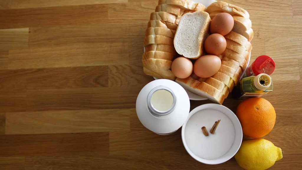 Ingredientes para hacer torrijas