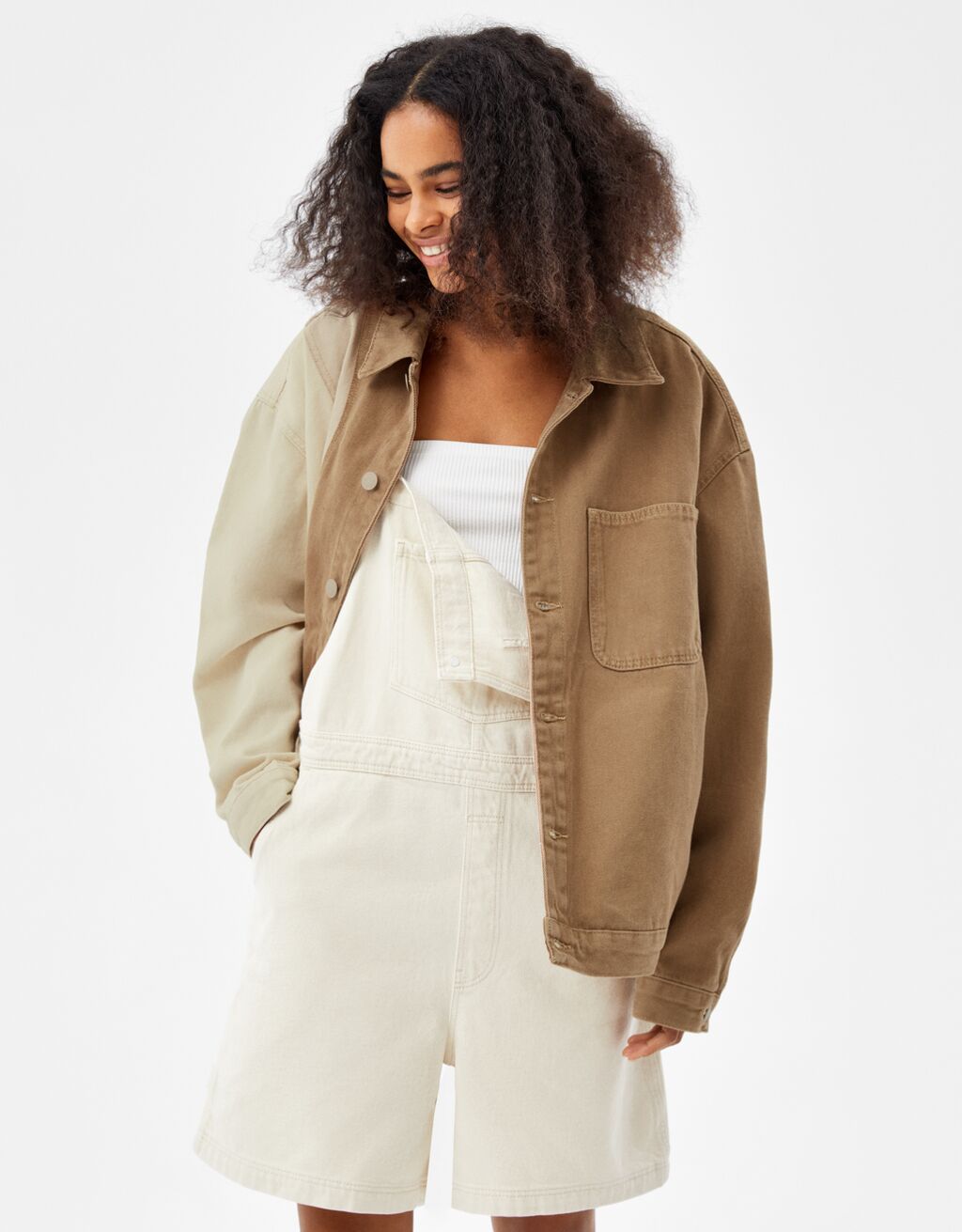 cazadora color block bershka
