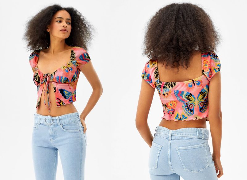 CAMISETA MANGA CORTA ESTILO MARIPOSA