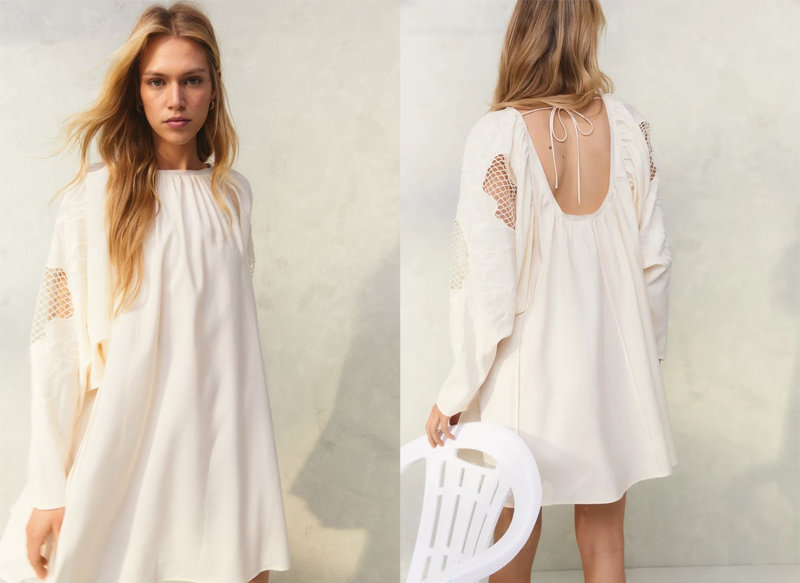 VESTIDO MAXIVOLUMEN CON DETALLES BORDADOS DE H&M