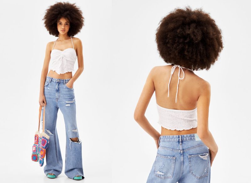 TOP BORDADO LAZADA DELANTERA DE BERSHKA