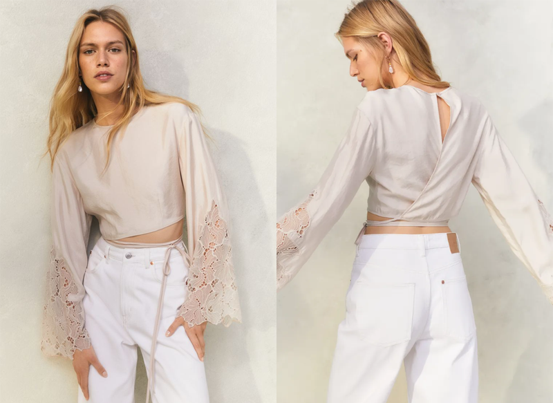 BLUSA DE SATÉN CON ENCAJE