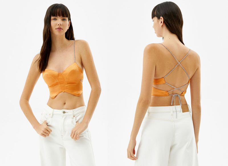TOP SATINADO MARIPOSA TIRAS ESPALDA STRASS