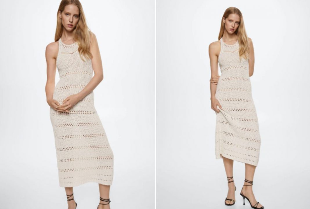 vestido punto calado mango