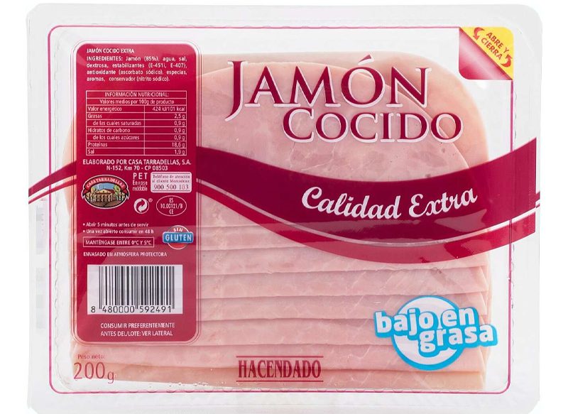 JAMÓN COCIDO EXTRA HACENDADO (MERCADONA), EL MEJOR PARA LA OCU