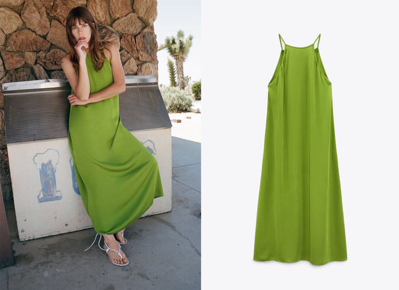 VESTIDO MIDI LENCERO DE ZARA