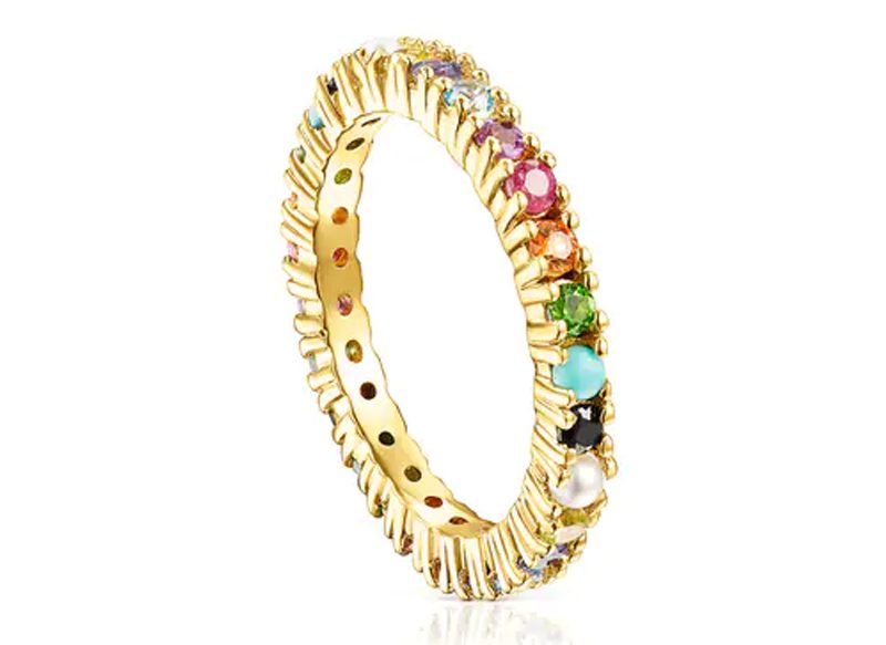 ANILLO DE PLATA VERMEIL Y GEMAS STRAIGHT COLOR