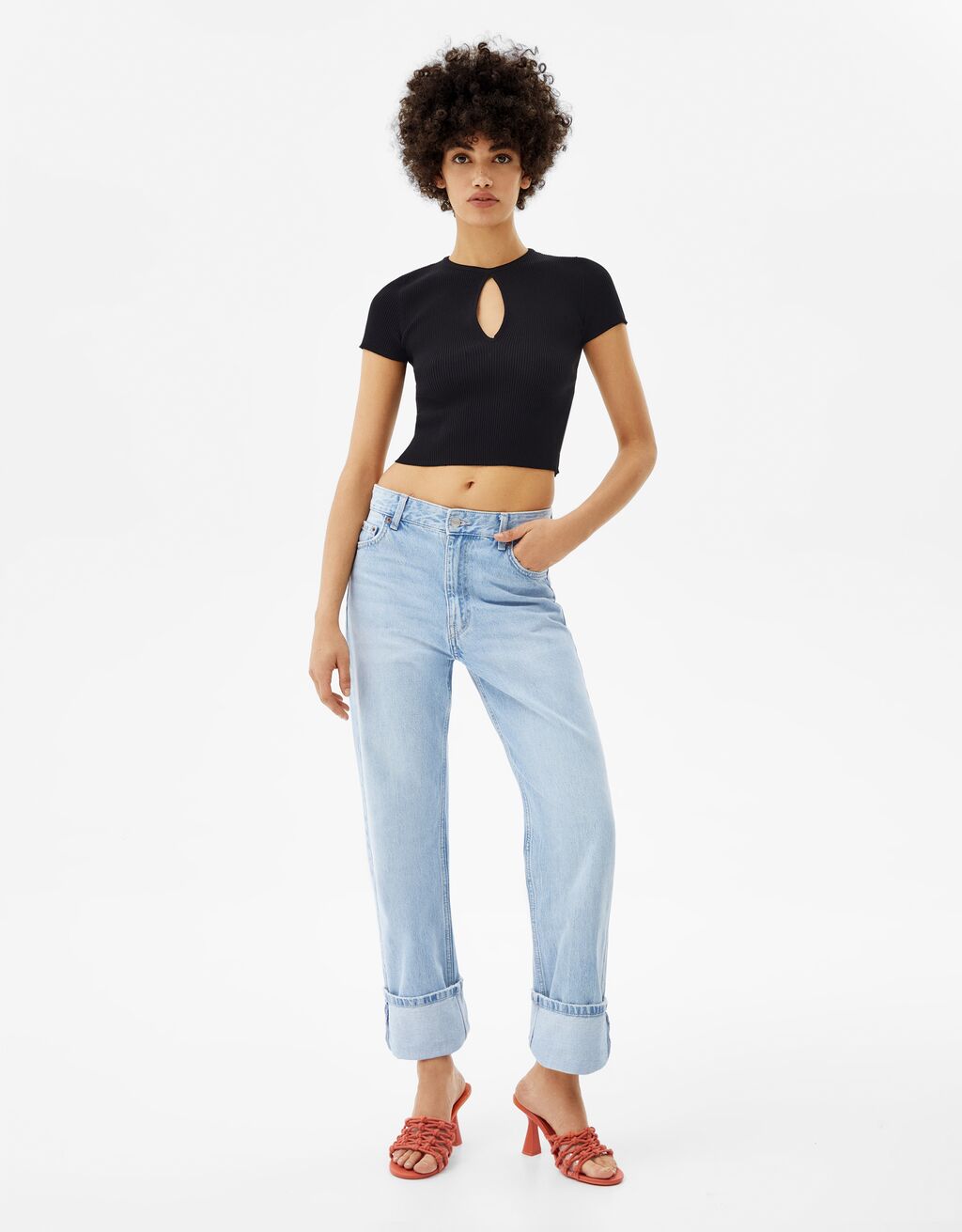 jersey manga corta nylon bershka
