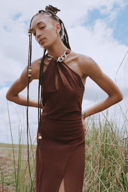 vestido halter cadena zara