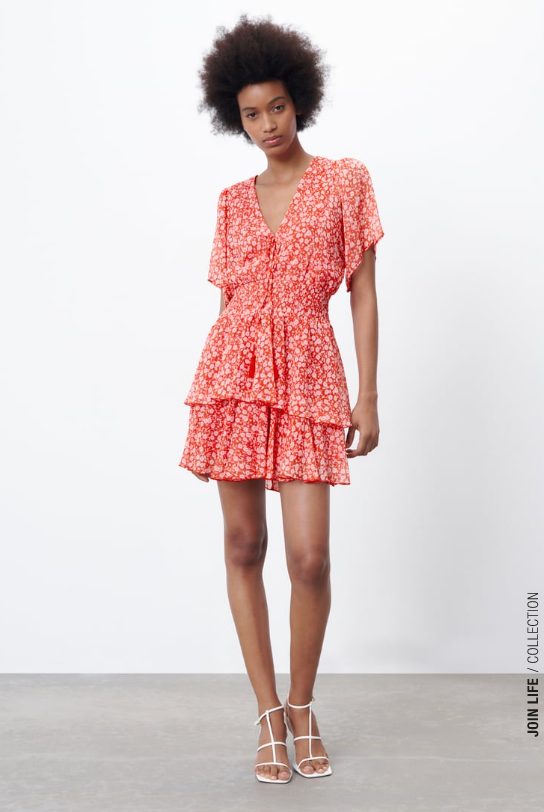 vestido mini estampado zara