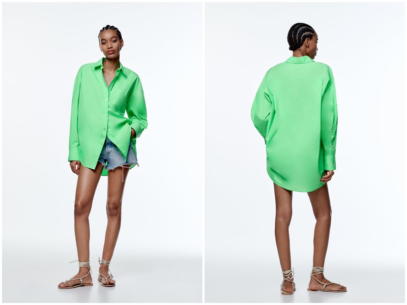 Camisa oversize popelín verde