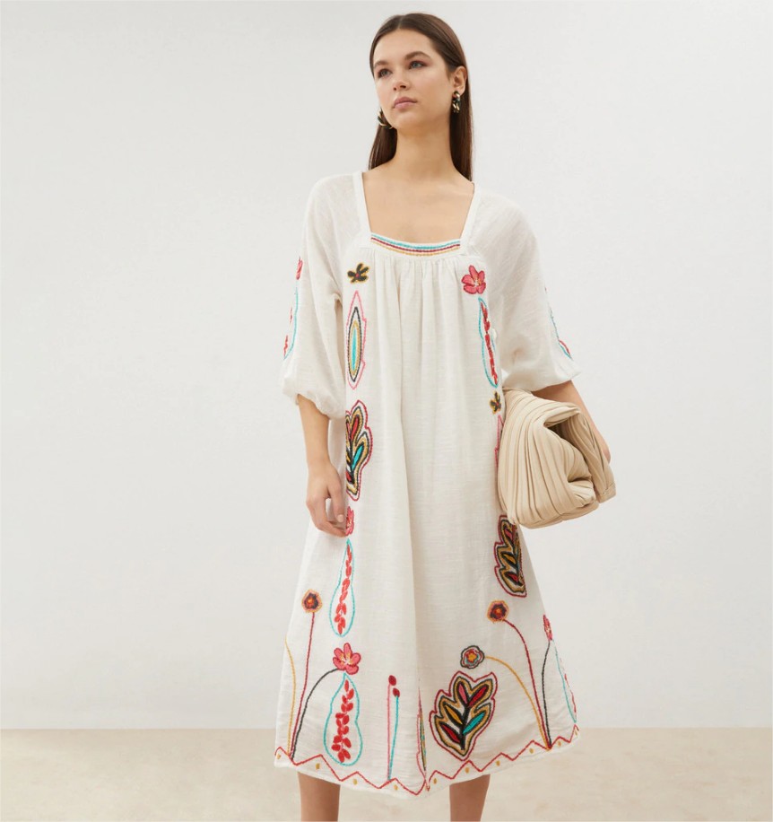 vestido midi bordados formula joven el corte ingles