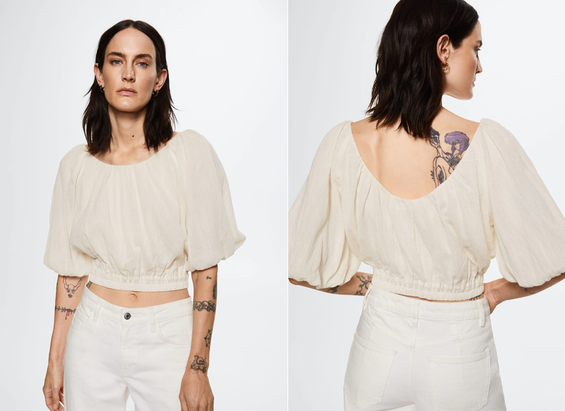 BLUSA MANGA ABULLONADA DE MANGO