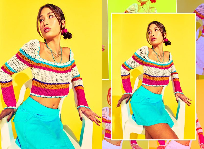 TOP DE GANCHILLO DE RAYAS MULTICOLOR