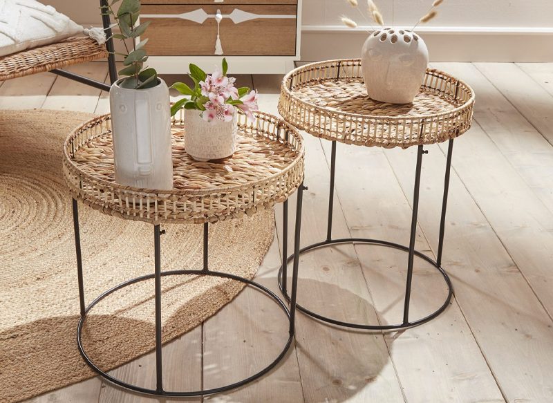 MESA AUXILIAR CON BANDEJA BOHO DE ALDI