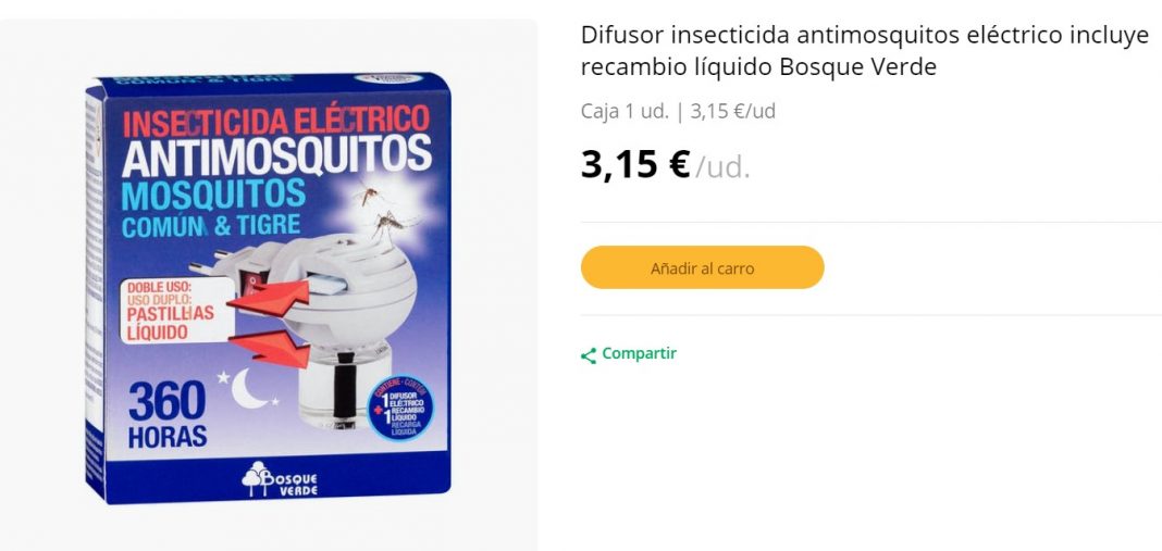Difusor insecticida antimosquitos eléctrico