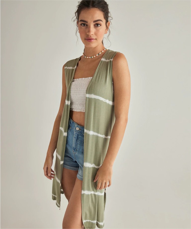 chaleco largo tie dye green coast