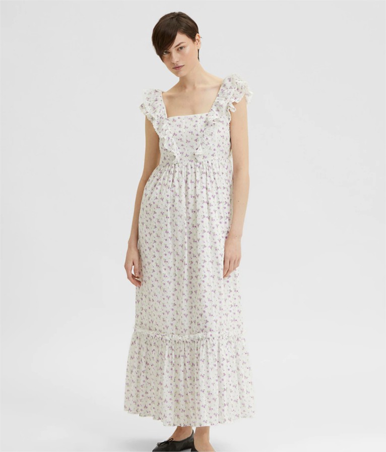 vestido largo flores femme selected