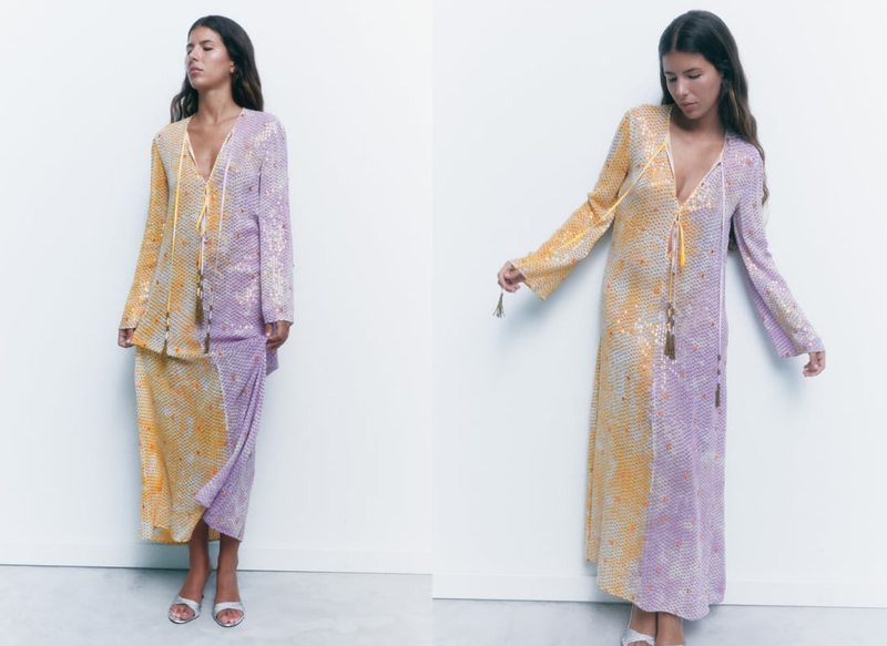 VESTIDO MIDI LENTEJUELAS DE ZARA