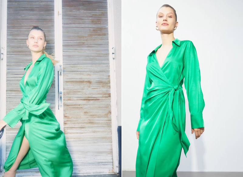 VESTIDO CRUZADO DE SATÉN