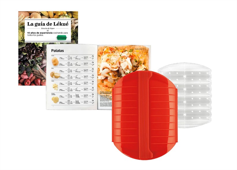 Kit estuche de vapor 3-4 personas con bandeja Lékué + libro el corte inglés