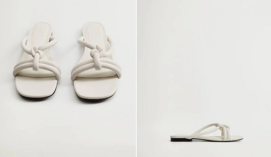 Sandalia blanca acolchada de Mango