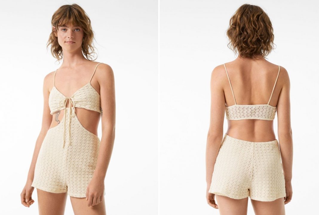 Mono corto rústico crochet espalda abierta