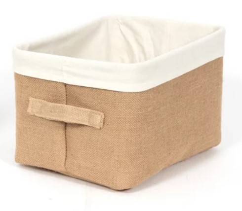 Cesta de tejido con asas de lino