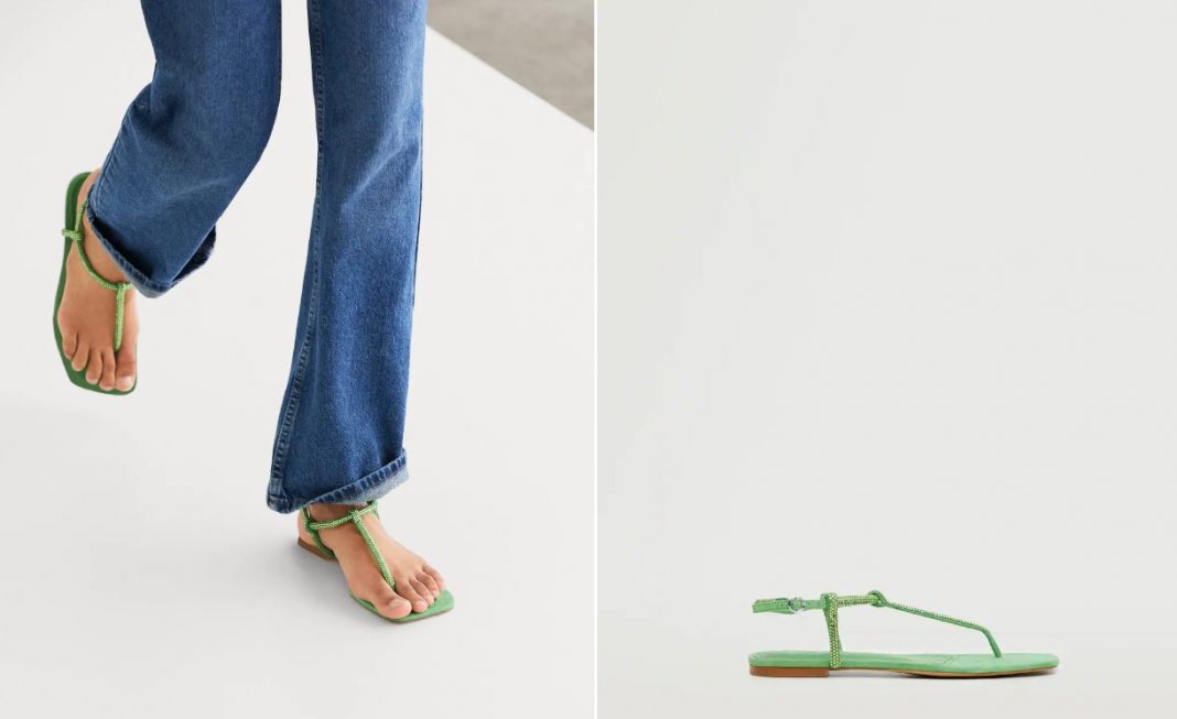 Sandalia strass tiras de Mango