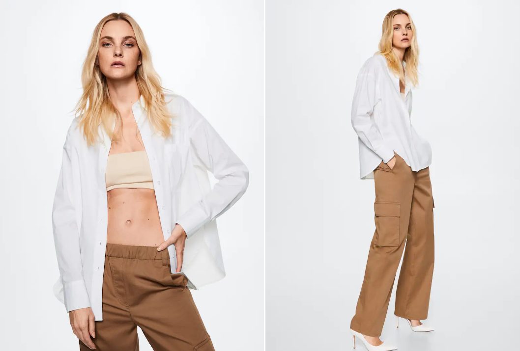 camisa algodon oversize mango