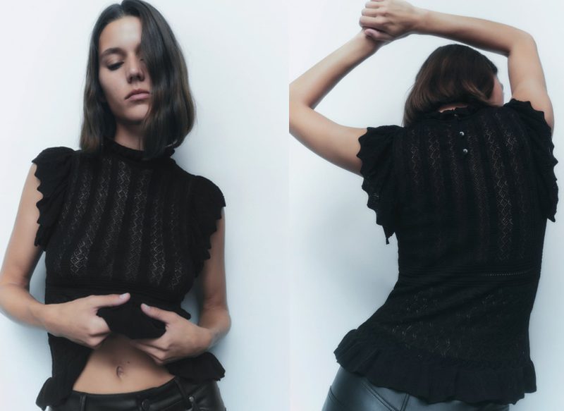 TOP PUNTO POINTELLE VOLANTES DE ZARA