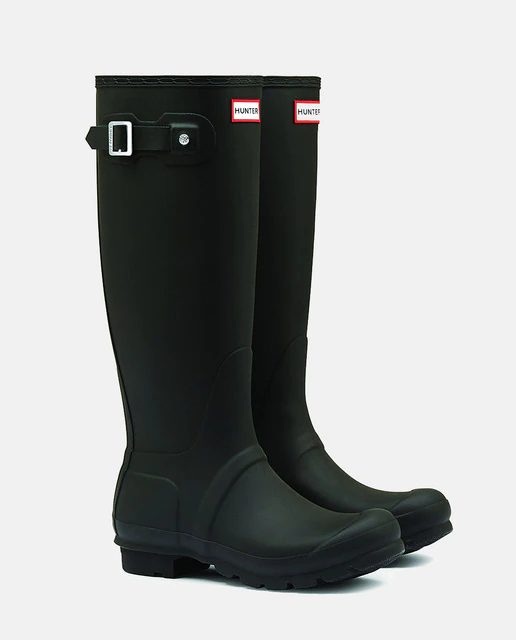 Botas de agua de mujer en negro acabado mate de caña alta