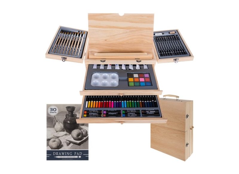 JUEGO DE PINTURAS PROFESIONAL CON MALETA DE MADERA