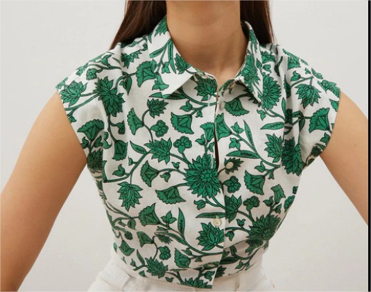 camisa de mujer sin mangas estampada