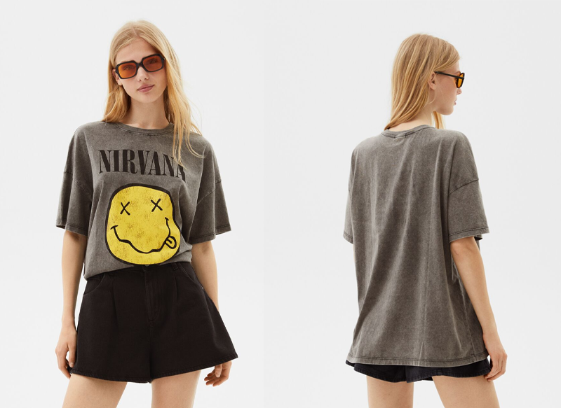 CAMISETA MANGA CORTA NIRVANA PRINT HAPPY FACE DE BERSHKA