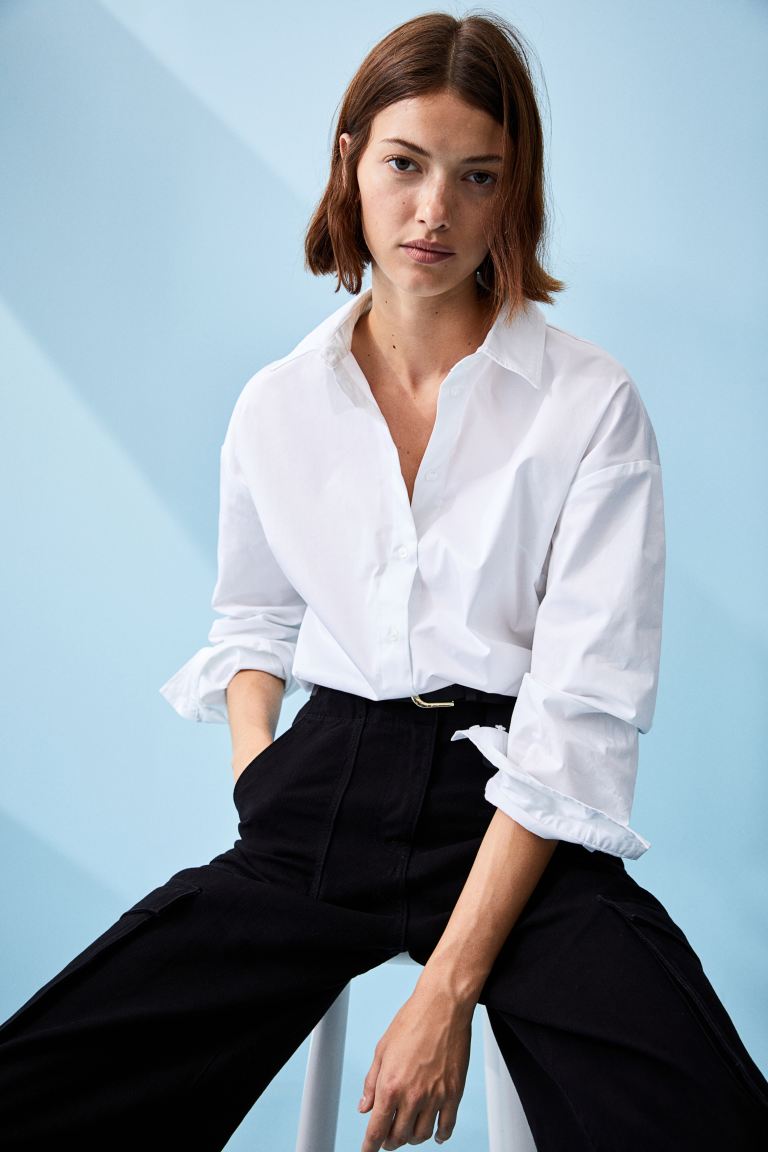 camisa algodon h&m