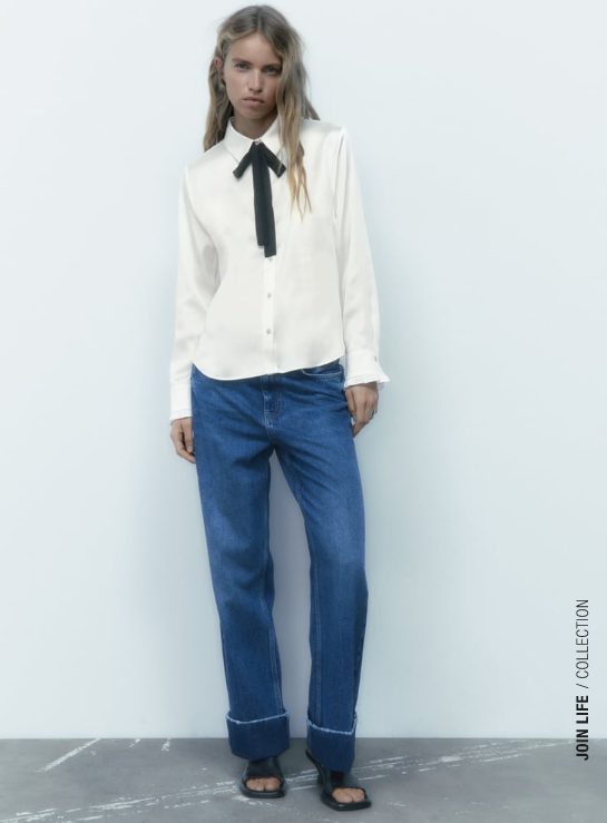 camisa satinada zara