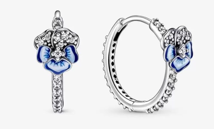 pendientes flor pensamiento azul pandora