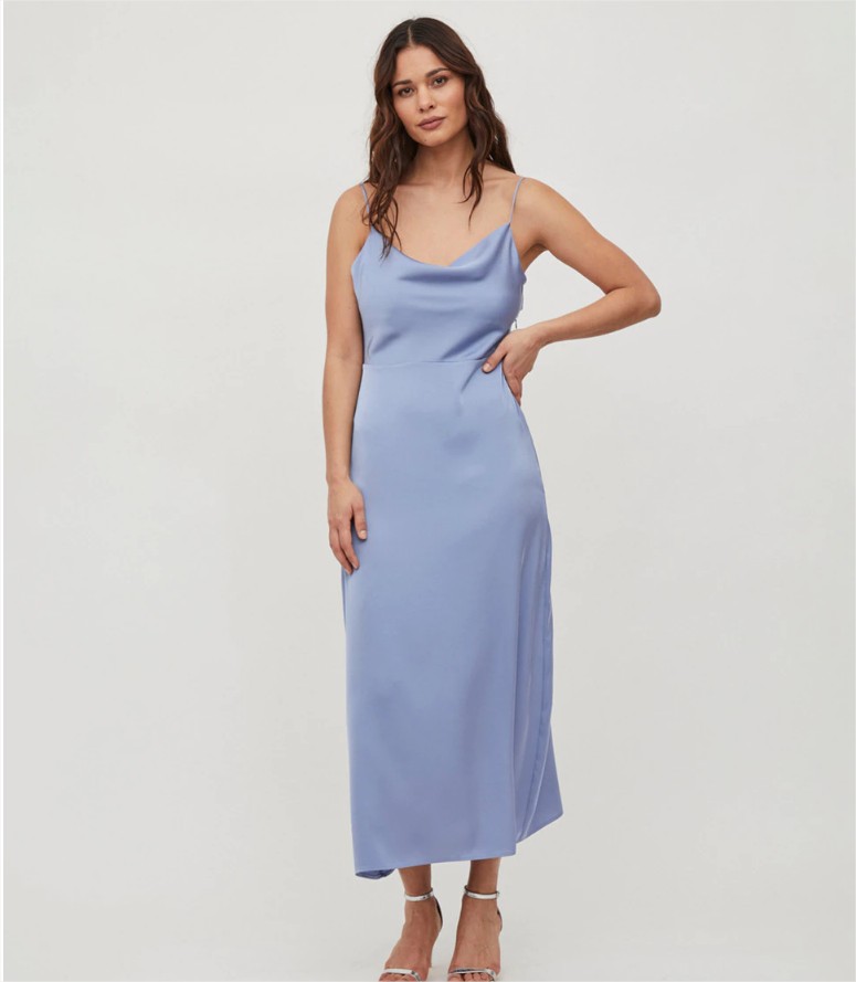 vestido largo satinado