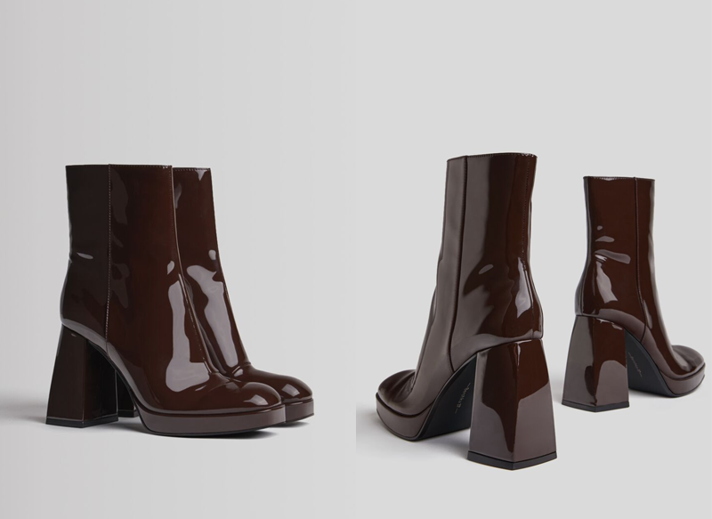 BOTINES TACÓN PLATAFORMA CHAROL DE BERSHKA