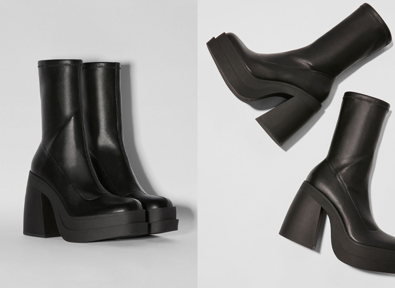 BOTINES TACÓN PLATAFORMA AJUSTADOS DE BERSHKA