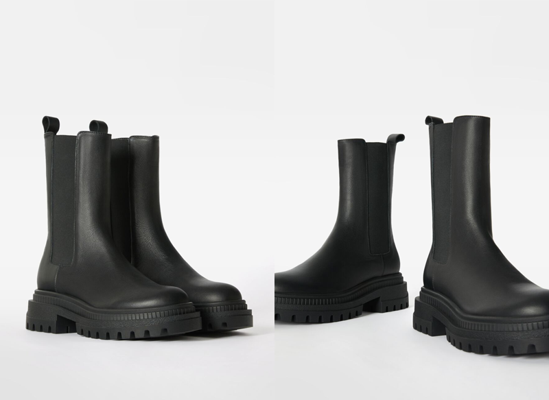 BOTINES PLANOS CON ELÁSTICOS PIEL DE BERSHKA