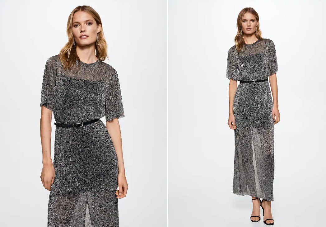 vestido lurex mango