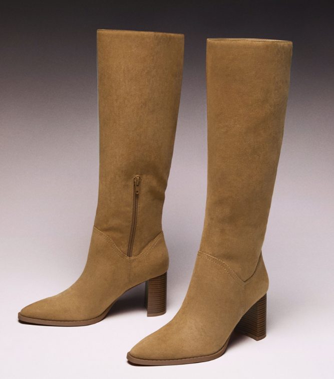 bota alta tacon color camel